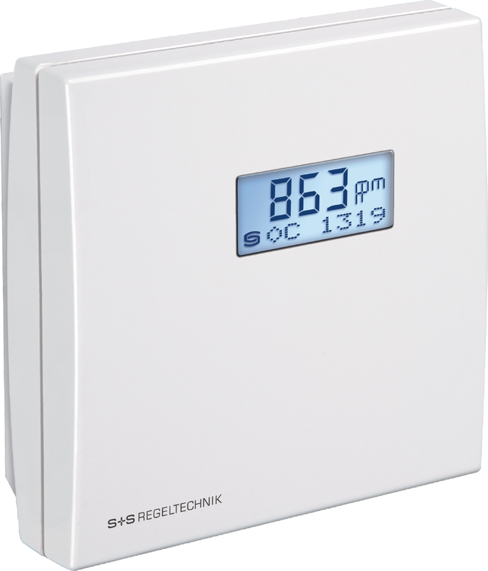 Датчик для помещений для измерения влажности, температу­ры и содержания угле­кислого газа S+S REGELTECHNIK AERASGARD RFTM-LQ-CO2-MODBUS LCD Термометры